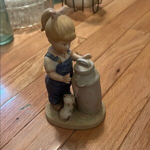 1985 denim days Girl with Milk Can and cat